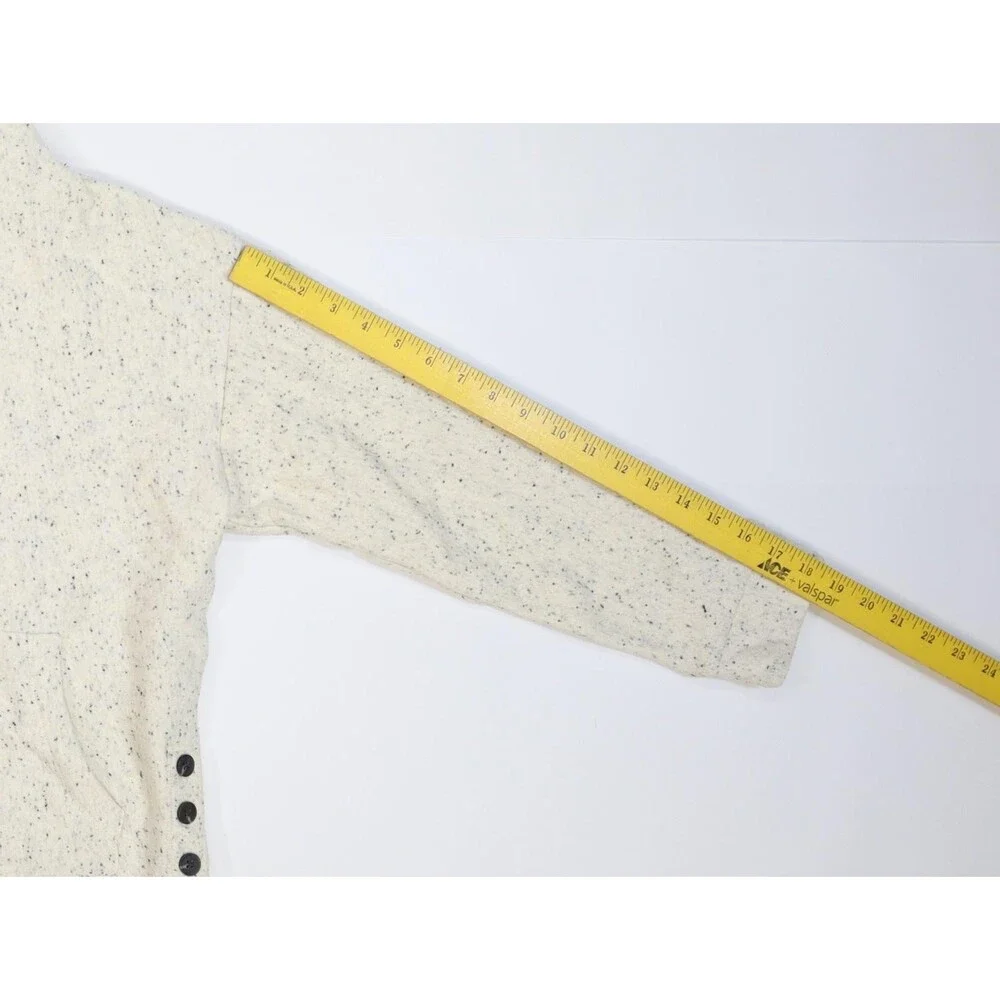 Madewell Sweatshirt Womens XS White Speckled Mock Neck Fleece Pullover Buttons - Picture 3 of 12
